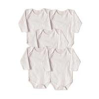 %100 Pamuklu Interlok Beyaz Uzun Kol 5'li Basic Bebek Badi Body Zıbın Set