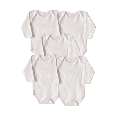 %100 Pamuklu Interlok Beyaz Uzun Kol 5'li Basic Bebek Badi Body Zıbın Set