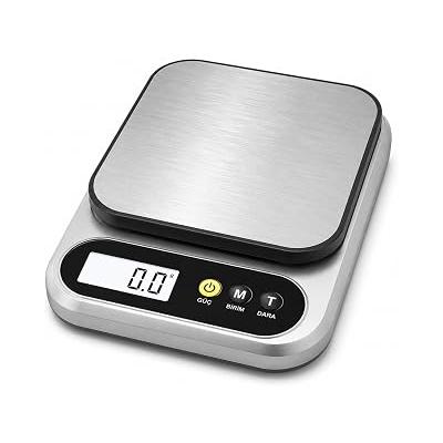 10 Kg Dijital Hassas Mutfak Tartısı - LCD Ekranlı, Paslanmaz Çelik Tartım Yüzeyi, Dara (Tare) Fonksiyonlu, Gram & Ons Ölçüm