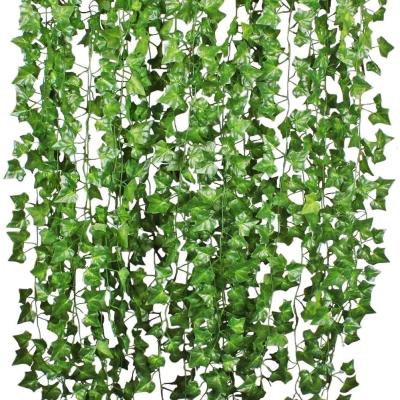 12 Adet 240 cm Yapay Sarmaşık Damarlı Yaprak, Doğal Görünümlü Dekoratif Yapay Bitki, Bahçe, Balkon, İç ve Dış Mekan Ev Dekoru, Doğalgaz Borusu Süsü, Peyzaj ve Organizasyon Dekorasyonu