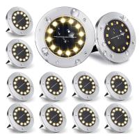 12 adetSolar zemin lambası, dış mekan, 8 LED solar lamba, 800 mAh disk ışık, güneş enerjisi paneli, bahçe lambası, solar lamba, çim, yürüme yolu, havuz, teras için dekorasyon (beyaz)