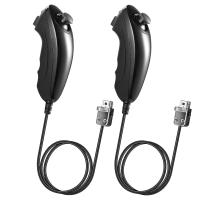 2 Paket Wii Nunchuck Kumandaları, Wii Wii U Video Oyun Konsolu için Uzaktan Kumanda Nunchuk Jostick Oyun Kontrolörü Siyah