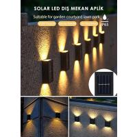 4 Ledli Solar Çift Taraflı Duvar Lambası Güneş Enerjili Aydınlatma Dekorasyon Aplik Işık