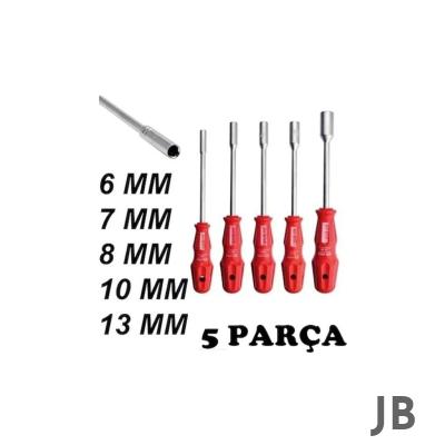 5 Adet Lokma Anahtar Tornavida 6/7/8/10/13/mm Metal Altıgen