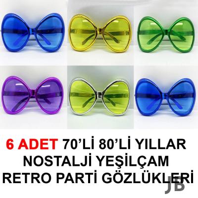 70li 80li Yıllar Nostalji Yeşilçam Retro Parti Gözlükleri 6 Adet