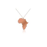 Afrika Kıtası Rose Gümüş Kolye, 925 Ayar, 2,4 x 2,7 cm, Rose Altın Kaplama