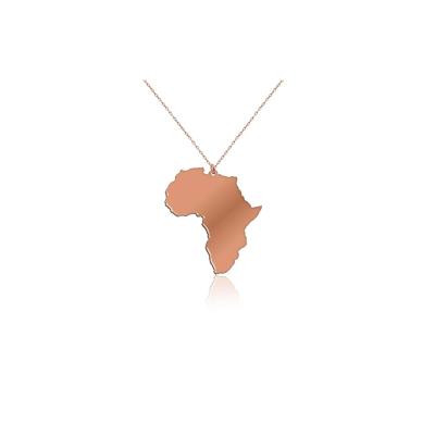 Afrika Kıtası Rose Gümüş Kolye, 925 Ayar, 2,4 x 2,7 cm, Rose Altın Kaplama