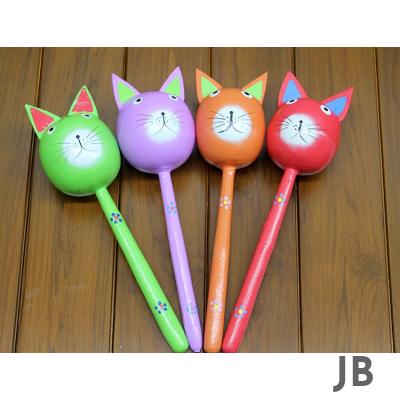 Ahşap Kedi Marakas Tekli Polos:29