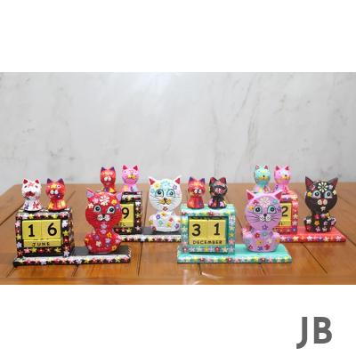 Ahşap Kedili Takvim Polos-17