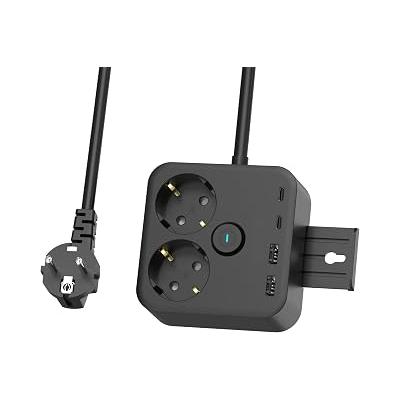 Akım Korumalı Çoklu Priz, 2 Adet USB, 2 Adet Type-C Girişi, Hızlı Şarj Desteği, 1.4 Metre Kablo Uzunluğu, Aç Kapa Düğmeli, Tüm Elektronik Cihazlar İle Kullanıma Uygun 6 Portlu Priz Çoğaltıcı