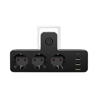 Akım Korumalı Çoklu Priz, 3 Adet USB 1 Adet Type-C Girişi, 3 Adet Priz Girişi, 2500W Termal Korumalı, Hızlı Şarj Destekli, Aç Kapa Düğmesi, Tüm Elektronik Cihazlar İçin Uygun Çoklu Şarj İstasyonu