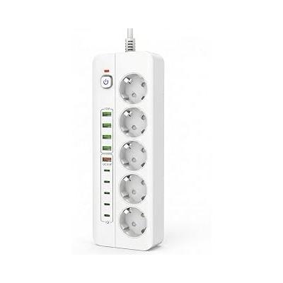 Akım Korumalı Çoklu Priz, 5 Adet USB ve Type-C Girişi, 5 Adet Priz Girişi, 3000W Termal Akım Korumalı, 1.8M Kablo Uzunluğu, Hızlı Şarj Destekli, Tüm Elektronik Cihazlar İle Uyumlu Çoklu Şarj İstasyonu