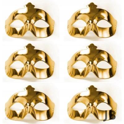 Altın Metalize Renk Düz Balo Parti Maskesi 6 Adet