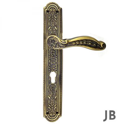 Antika Tarz Dekoratif Pirinç Ulu Model Desenli Yale, Dış Kapı Kolu - 354x57 Mm, Antik