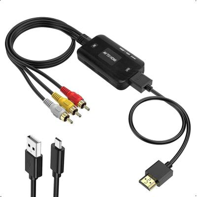Aputue RCA - HDMI dönüştürücü, AV'den HDMI'a Dönüştürücü, RCA Kablosu ve HDMI Kablosu ile Birlikte, PAL ve NTSC Desteği, Kompozit Video Ses Dönüştürücü Adaptör, Oyun Konsolları ve TV'ler İçin