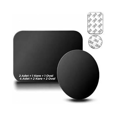 Araç Tutucu Manyetik Telefon Tutucu Seti 1 Kare ve 1 Oval MetalPlaka 2 Adet | Güçlü Mıknatıs