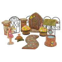 Arcadia Garden Products Pebble Lane Peri Bahçesi Seti, Poliresin, 11 Parça