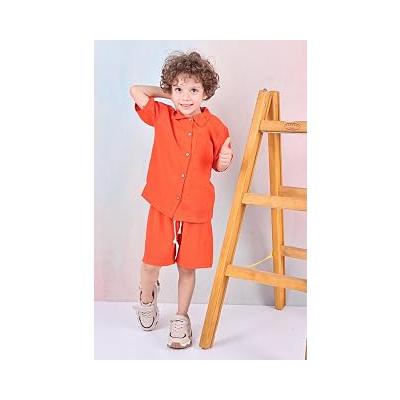Arya Nisa Kids Erkek Çocuk Düğmeli Gömlek Yazlık Yeni Sezon 2'li Şortlu Takım
