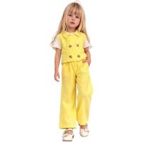 Arya Nisa Kids Kız Çocuk Müslin%100 Pamuk Yelek Pantolon Tişört Üçlü Takım