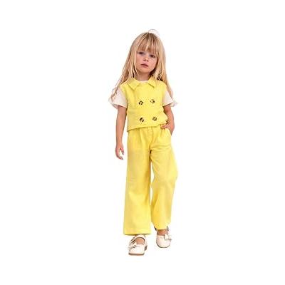 Arya Nisa Kids Kız Çocuk Müslin%100 Pamuk Yelek Pantolon Tişört Üçlü Takım