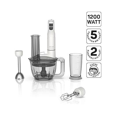 Arzum AR1187 Soprano Max Neo Multi Blender Seti 5 Fonksiyonlu 1200W, Beyaz