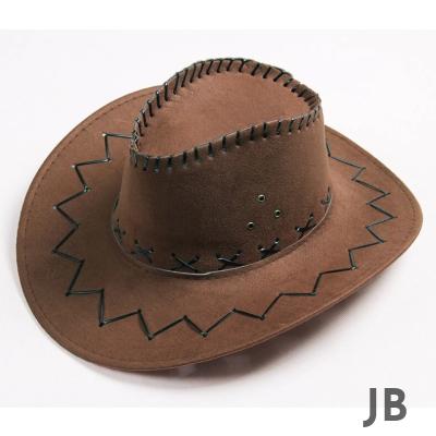 Bağcıklı Çocuk Boy Nubuk Süet Kovboy Şapkası Koyu Kahve Renk