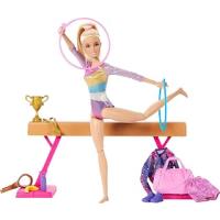 Barbie Jimnastik Oyun Seti GJM72 | Sarışın moda bebek, Saltolar, denge çubuğu, eşofman takımı ve daha fazlası için C klipsi, HRG52