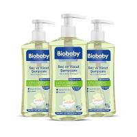 Biobaby Ultra Hassas Bebek Şampuanı – Saç ve Vücut İçin, Organik Elma Özlü-3’lü Set (500 ml x 3)