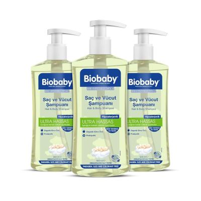 Biobaby Ultra Hassas Bebek Şampuanı – Saç ve Vücut İçin, Organik Elma Özlü-3’lü Set (500 ml x 3)