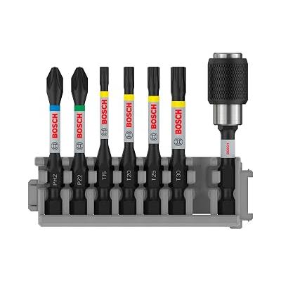 Bosch Professional Accessories Accessories 7 parçalı tornavida ucu seti (Impact Control, T/PZ/PH uçlar - Uzunluk: 25 mm, evrensel tutucu Quick Release, Pick and Click, darbeli matkap aksesuarı)