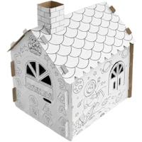 Boyanabilir Karton Oyun Evi Çocuklar İçin DIY Oyun Evi | Yaratıcı Aktivite Oyuncağı, Kolay Kurulum, Çevre Dostu Karton Ev, Boyama ve El Becerisi Geliştirici, İç ve Dış Mekan Uyumlu