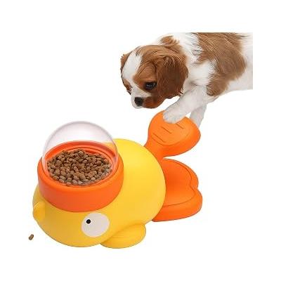 Busstier İnteraktif Kedi Köpek Mama Oyuncağı, Ördek Şeklinde Pedallı Ödül Maması Fırlatıcı, Zeka Geliştirici Yavaş Beslenme Aparatı, Evcil Hayvan Stres Azaltıcı Egzersiz Oyuncağı (Turuncu)