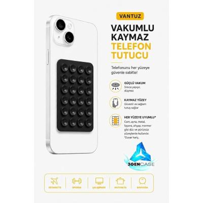 Cep Telefonu Tutucu Vantuzlu Vakumlu Kaymaz Tüm Telefonlar ile Uyumlu Yapışkanlı Telefon Tutucu Siyah
