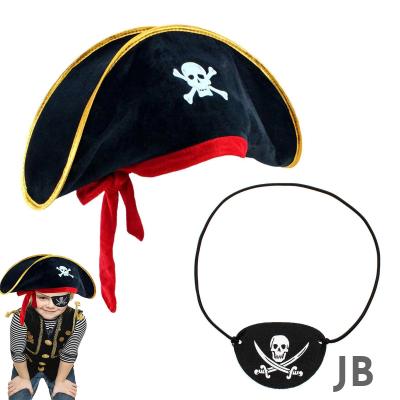 Çocuk Kadife Korsan Şapka  Vinleks Deri Göz Bandı Seti