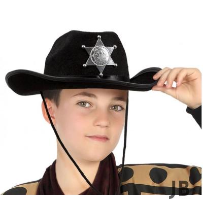 Çocuk Kovboy Şapkası Sheriff Şapkası Siyah Renk