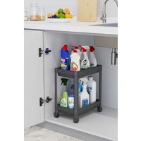 Coverest 2 Katlı Tekerlekli Düzenleyici Raf Mutfak Tezgah & Evye Altı Dolap İçi Organizer, Banyo Deterjanlık ve Şampuanlık, Çok Amaçlı Taşınabilir Sebzelik, Modern Dekoratif Raf Ünitesi (Siyah)
