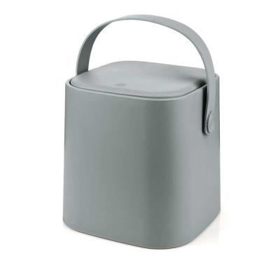 Coverest Tutma Saplı İç Kovalı Tezgah Üstü Mutfak Çöp Kovası, 4 Litre, Kilitli Kapak, Click Kapak, 20x20x22 cm, Gri