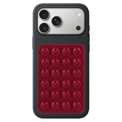 Coverzone Dikdörtgen Vantuzlu Yapışkan Telefon Tutucu Taşınabilir Silikon Yumuşak Telefon Standı Geniş Kullanım Alanı Bordo