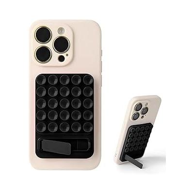 Coverzone Dikdörtgen Vantuzlu Telefon Tutucu Stand Olabilen pop-it telefon tutacağı Taşınabilir Silikon Yumuşak Telefon Standı Geniş Kullanım Alanı (Siyah)