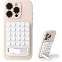 Coverzone Dikdörtgen Vantuzlu Telefon Tutucu Stand Olabilen pop-it telefon tutacağı Taşınabilir Silikon Yumuşak Telefon Standı Geniş Kullanım Alanı (Beyaz)
