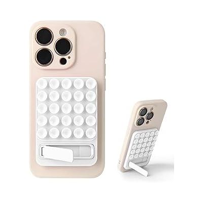 Coverzone Dikdörtgen Vantuzlu Telefon Tutucu Stand Olabilen pop-it telefon tutacağı Taşınabilir Silikon Yumuşak Telefon Standı Geniş Kullanım Alanı (Beyaz)