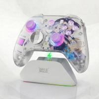Coverzone Hall Efect Kablosuz Oyun Kolu, RGB Şarj İstasyonlu, 3 Modlu Hassas Tetik, Drift Önleyici Joystick, Değiştirilebilir D-Pad, Kablosuz Bluetooth 2.4G PC Konsol Uyumlu | Aolion K20 (Beyaz Anime)