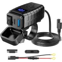Coverzone Motosiklet Hızlı Şarj Cihazı 12V-24V Su Geçirmez Çift USB Type-C PD Hızlı Şarj Portu Gidon Bağlantılı Telefon Tablet Şarj Adaptörü, Motosiklet, Bisiklet, Atv, Tekne, Motor Aksesuarı MT4
