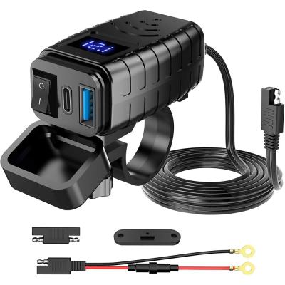 Coverzone Motosiklet Hızlı Şarj Cihazı 12V-24V Su Geçirmez Çift USB Type-C PD Hızlı Şarj Portu Gidon Bağlantılı Telefon Tablet Şarj Adaptörü, Motosiklet, Bisiklet, Atv, Tekne, Motor Aksesuarı MT4