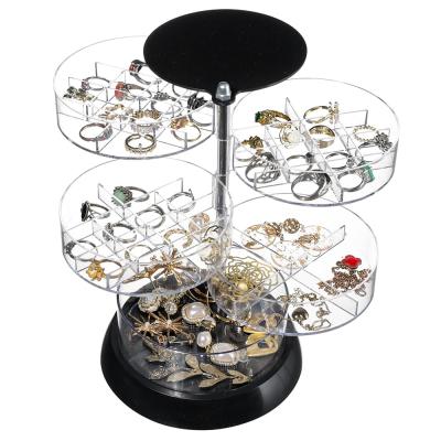 Cq acrylic Kızlar için 360 Derece Dönen Mücevher Kutusu, Kadınlar için Küçük Mücevher Organizatör Kutusu ve Küpe Tutacağı, Kapaklı 5 Katmanlı Seyahat Takı Kılıfı, Küpeler Bilezikler Yüzükler için Mini