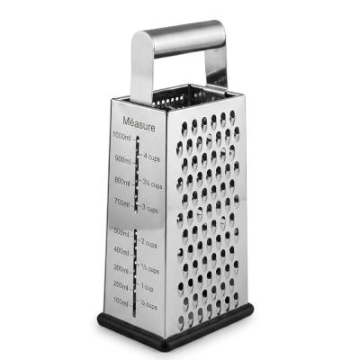 Deconox Paslanmaz Çelik Rende, Metal Kulplu 4 Yüzeyli Mutfak Rendesi, Ölçü Göstergeli ve Silikon Kaydırmaz Tabanlı Sebze Peynir Rendesi, 26,6 x 11 x 7,2 cm