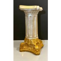 Dekoratif 53 cm Parlak İnci ve Gold Altın 2 Renk Roma Sütun Ev Balkon Bahçe Dekorasyon Biblo Heykel