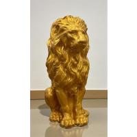 DEKORATİF 53cm BÜYÜK BOY GOLD ASLAN HEYKELİ EV BALKON BAHÇE DEKORASYON BOHEM BİBLO HEYKEL