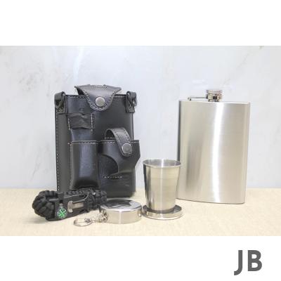 Deri Kılıflı Shot Bardaklı Matara Alk3913