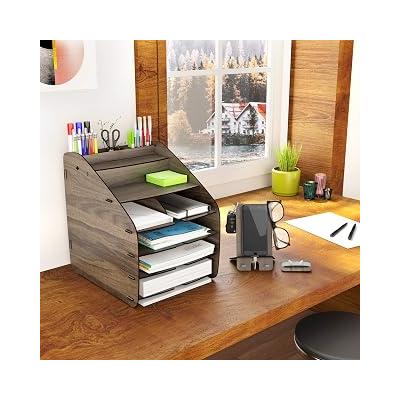 Design OTTO Large Modest - 6 Renk A4 Evrak Rafı Masaüstü Organizer Düzenleyici (Ceviz)